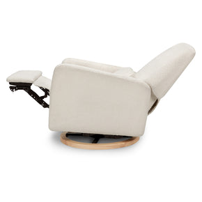 M23688WB,Arc Glider Recliner w/ Electronic Control and USB in Ivory Boucle w/ Light Wood Base