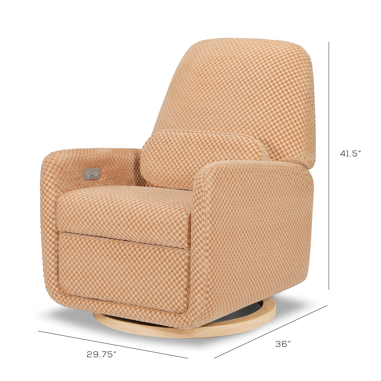 M23688CVCL,Ubabub,Arc Glider Recliner w/ Electronic Control and USB in Canyon Velvet Checker w/ Light Wood Base