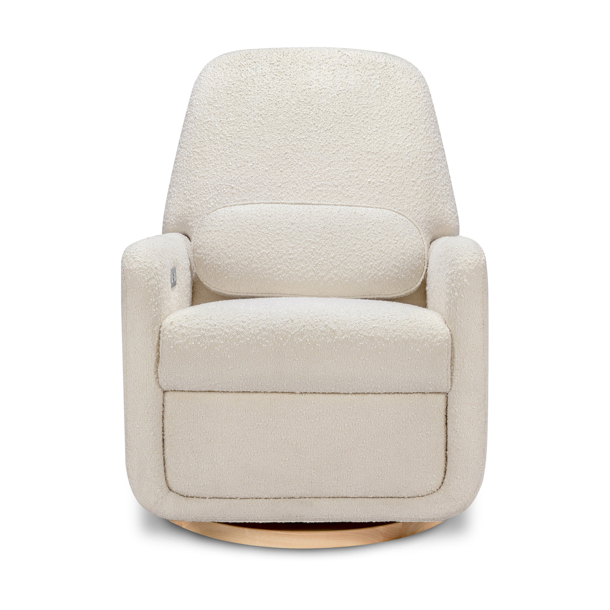 M23688WB,Arc Glider Recliner w/ Electronic Control and USB in Ivory Boucle w/ Light Wood Base